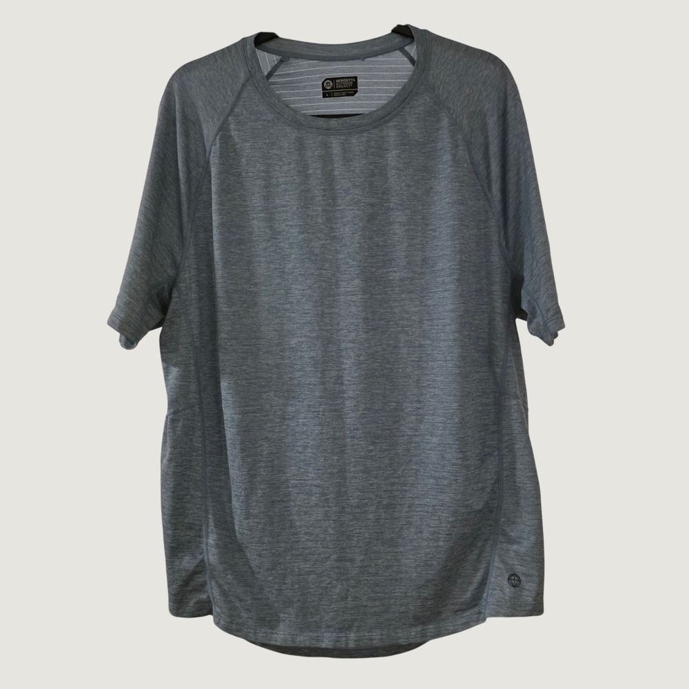 Mondetta Outdoor Project Mens Large Blue Gray Short Sleeve Performance Tee Shirt